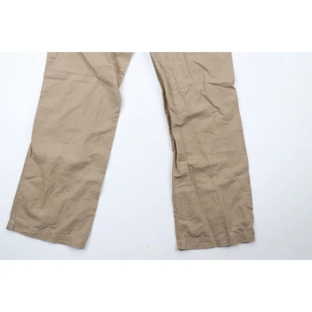 Vintage Banana Republic Mens 36x34 Faded Linen Blend Wide Leg Pants Khaki Brown